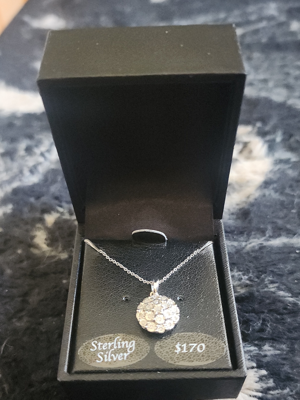 Macy's Sterling Silver Pavé Crystal Disc Necklace - Silver